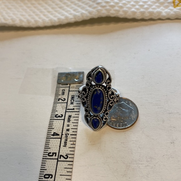 (5/$25‎ SALE ✅) Bohemian Blue Turquoise Hollow Carved Lapis Lazuli Ring Size 7 - Picture 7 of 7